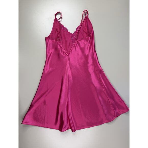 VTG Victorias Secret Y2K Satin Babydoll Slip Dress S Pink lace trim Coquette - Picture 5 of 13